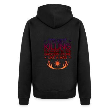 It's Going To The Grocery Store Like A Man 4 - Unisex Premium Bio Zip Hoodie - Schwarz - Hinten - Nico (187cm)