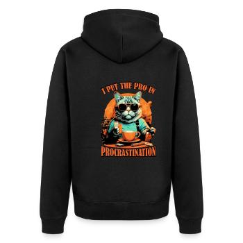 I Put The Pro In Procrastination 29 - Unisex Premium Bio Zip Hoodie - Schwarz - Hinten - Nico (187cm)
