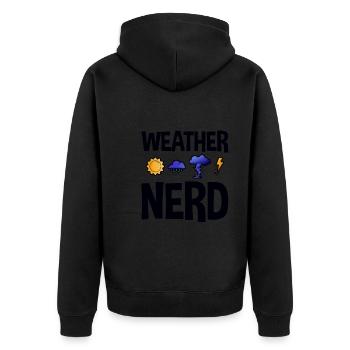Weather Nerd 2 - Unisex Premium Organic Zip Hoodie - black - Back - Nico (187cm)