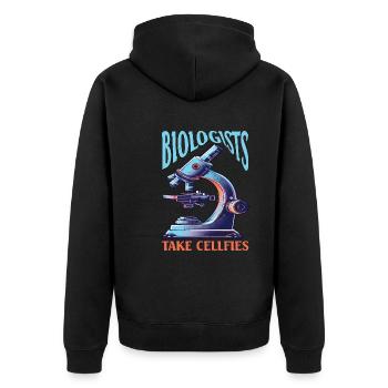 Biologists Take Cellfies - Unisex Premium Bio Zip Hoodie - Schwarz - Hinten - Nico (187cm)