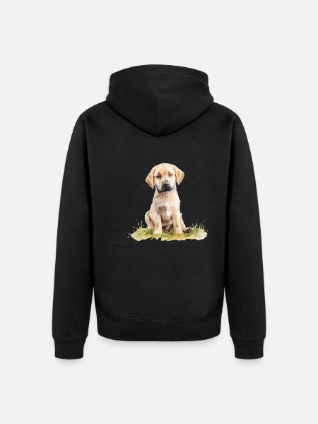 Cute Puppy Labrador Retriever Watercolor - Unisex Premium Bio Zip Hoodie - Schwarz