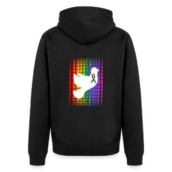 Pride Feather Dove Ukraine - Unisex Premium Organic Zip Hoodie - black - Back - Nico (187cm)