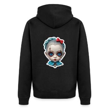 Halloween gruselige Puppe - Unisex Premium Bio Zip Hoodie - Schwarz - Hinten - Nico (187cm)