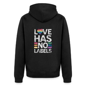 Love has no Labels - Unisex Premium Bio Zip Hoodie - Schwarz - Hinten - Nico (187cm)