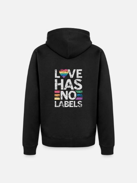 Love has no Labels - Unisex Premium Bio Zip Hoodie - Schwarz