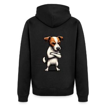 Jack Russel terrier Jack russel amoureux de Jackie - Veste à capuche bio Premium Unisexe - noir - Dos - Nico (187cm)