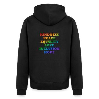 LGBTQ pride values - Unisex Premium Organic Zip Hoodie - black - Back - Nico (187cm)