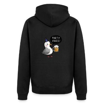 Party Hard Nordsee Möwe Hut Bier Feier Geburtstag - Unisex Premium Bio Zip Hoodie - Schwarz - Hinten - Nico (187cm)