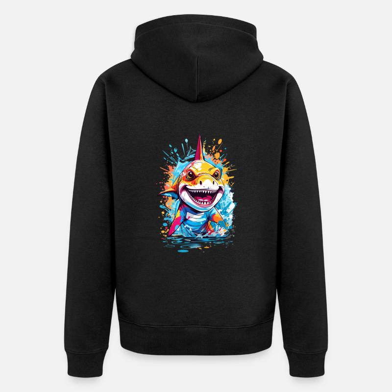 Requin - Veste à capuche bio Premium Unisexe - noir