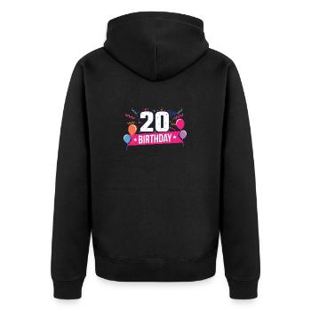 20ème anniversaire Ballons de fête Bannière Idée Cadeau - Veste à capuche bio Premium Unisexe - noir - Dos - Nico (187cm)