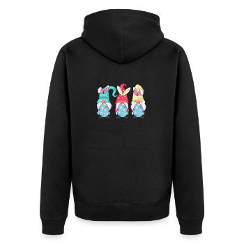 Süße Gnome Osterei Jagd - Unisex Premium Bio Zip Hoodie - Schwarz - Hinten - Nico (187cm)