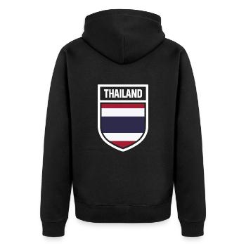 Thailand - Nationalfahne im Wappen - Unisex Premium Bio Zip Hoodie - Schwarz - Hinten - Nico (187cm)
