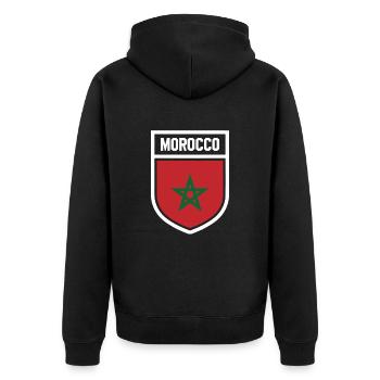 Marokko - Nationalfahne im Wappen - Unisex Premium Bio Zip Hoodie - Schwarz - Hinten - Nico (187cm)