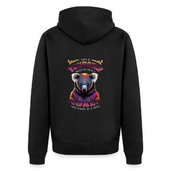Sei immer du selbst - Koala - Spruch - Unisex Premium Bio Zip Hoodie - Schwarz - Hinten - Nico (187cm)