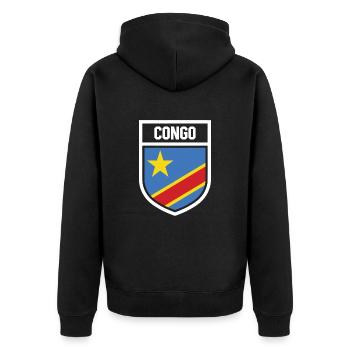 Congo - Drapeau national dans les armoiries - Veste à capuche bio Premium Unisexe - noir - Dos - Nico (187cm)