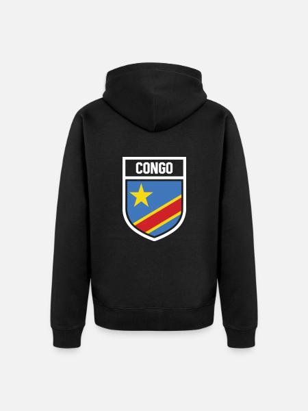 Kongo - Nationalfahne im Wappen - Unisex Premium Bio Zip Hoodie - Schwarz