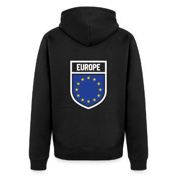 Europa - Nationalfahne im Wappen - Unisex Premium Bio Zip Hoodie - Schwarz - Hinten - Nico (187cm)