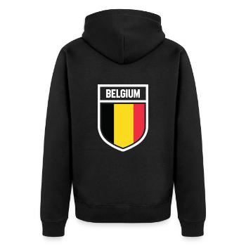 Belgium - National flag in the coat of arms - Unisex Premium Organic Zip Hoodie - black - Back - Nico (187cm)