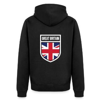 Grande-Bretagne - Drapeau national dans les armoiries - Veste à capuche bio Premium Unisexe - noir - Dos - Nico (187cm)