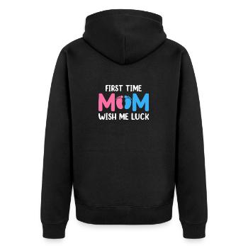 Zum ersten Mal Mama wünsche mir Glück Erster Muttertag - Unisex Premium Bio Zip Hoodie - Schwarz - Hinten - Nico (187cm)