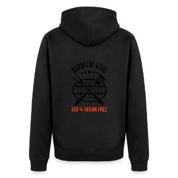 Barbecue King -100% Vegan Free - Grill & BBQ - Unisex Premium Organic Zip Hoodie - black - Back - Nico (187cm)