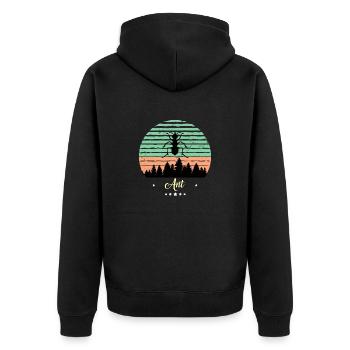 Ant Insect Vintage Retro Animals Sunset - Unisex Premium Organic Zip Hoodie - black - Back - Nico (187cm)
