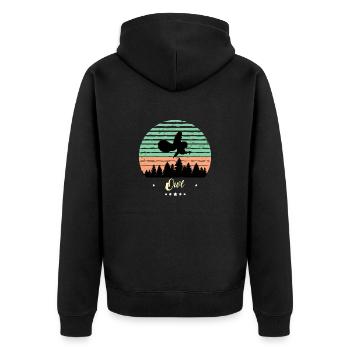 hibou oiseau Vintage rétro animaux coucher de soleil - Veste à capuche bio Premium Unisexe - noir - Dos - Nico (187cm)