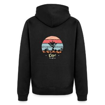 Corail Plongée Vintage Rétro Animaux Coucher de soleil - Veste à capuche bio Premium Unisexe - noir - Dos - Nico (187cm)