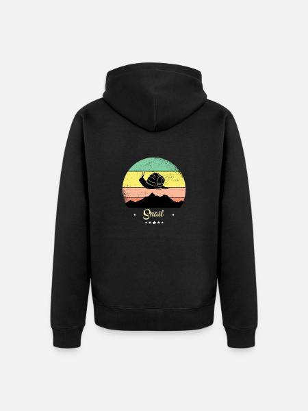 Etana vintage retro eläinten auringonlasku - Premium unisex luomu-huppari vetoketjulla - musta