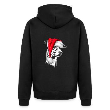 Santa GREYHOUND Christmas Dog Wilsigns - Unisex Premium Organic Zip Hoodie - black - Back - Nico (187cm)
