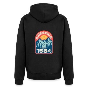 Awesome since 1984 - Unisex Premium Bio Zip Hoodie - Schwarz - Hinten - Nico (187cm)