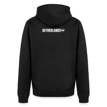 Netherlands - Unisex Premium Organic Zip Hoodie - black - Back - Nico (187cm)