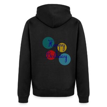 GEBURTSTAG. ALLES GUTE ZUM GEBURTSTAG. ALLES GUTE ZUM GEBURTSTAG. - Unisex Premium Bio Zip Hoodie - Schwarz - Hinten - Nico (187cm)