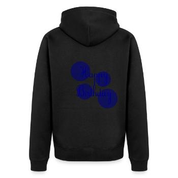 GEBURTSTAG. ALLES GUTE ZUM GEBURTSTAG. ALLES GUTE ZUM GEBURTSTAG. - Unisex Premium Bio Zip Hoodie - Schwarz - Hinten - Nico (187cm)