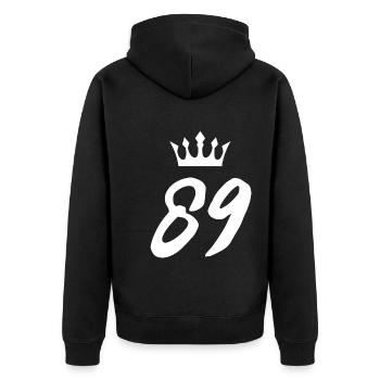 89 Couronne de numéros - Veste à capuche bio Premium Unisexe - noir - Dos - Nico (187cm)