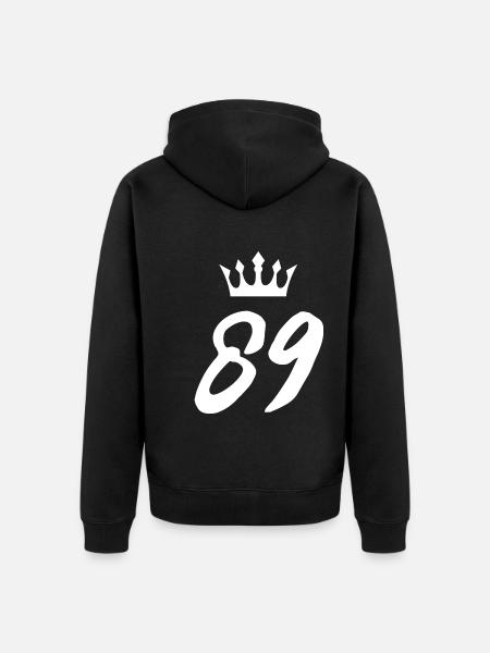 89 Number crown - Unisex Premium Organic Zip Hoodie - black