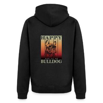 Happy Bulldog Dad - Unisex Premium Organic Zip Hoodie - black - Back - Nico (187cm)
