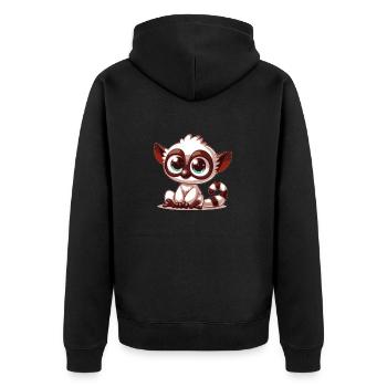 Lemur - Unisex Premium Organic Zip Hoodie - black - Back - Nico (187cm)