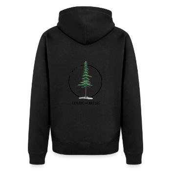 wandern outdoor-adventure waldweg fernwandern - Unisex Premium Bio Zip Hoodie - Schwarz - Hinten - Nico (187cm)