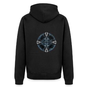 Celtic cross - Unisex Premium Organic Zip Hoodie - black - Back - Nico (187cm)