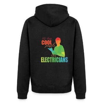 Elektriker - Unisex Premium Bio Zip Hoodie - Schwarz - Hinten - Nico (187cm)