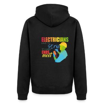 Electrician - Unisex Premium Organic Zip Hoodie - black - Back - Nico (187cm)