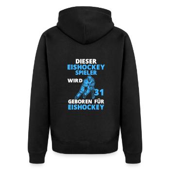 Eishockeyspieler 31 Jahre Eishockey 31 Geburtstag - Unisex Premium Bio Zip Hoodie - Schwarz - Hinten - Nico (187cm)