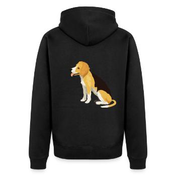Schwarzer gelber Hund Beagle Haustier Tier Säugetier Fell - Unisex Premium Bio Zip Hoodie - Schwarz - Hinten - Nico (187cm)