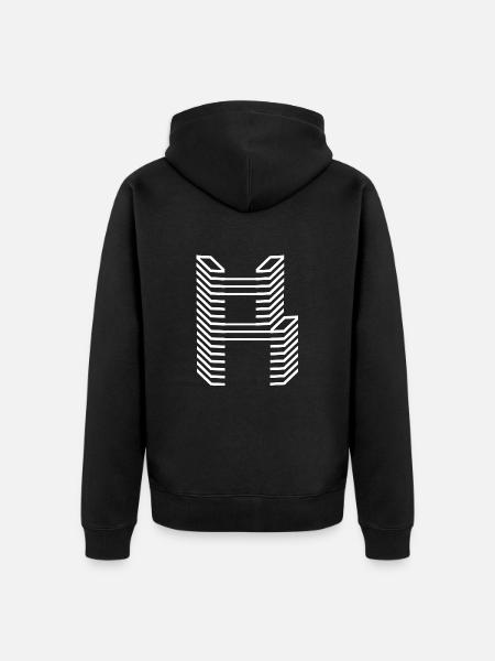 Unikt bogstav R Logo Design "Hvid" - Premium økologisk unisex-hættejakke - sort