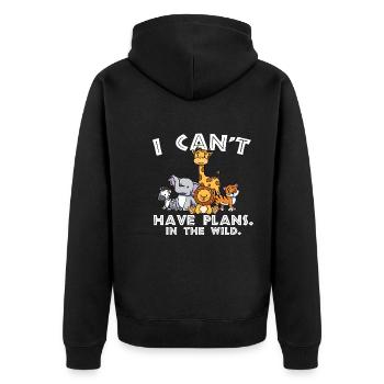 I cant have plans in the wild Design for a - Unisex Premium Bio Zip Hoodie - Schwarz - Hinten - Nico (187cm)