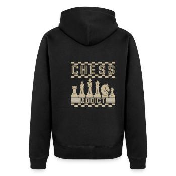 Lusitger Schachspieler Spruch I Schach - Unisex Premium Bio Zip Hoodie - Schwarz - Hinten - Nico (187cm)