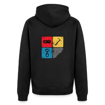 Bergsteigen Klettern Mountaineer Gipfel Hochtour - Unisex Premium Bio Zip Hoodie - Schwarz - Hinten - Nico (187cm)