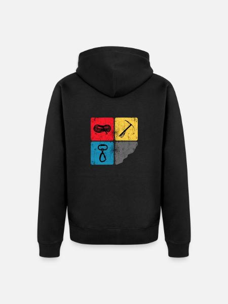 Bergsteigen Klettern Mountaineer Gipfel Hochtour - Unisex Premium Bio Zip Hoodie - Schwarz