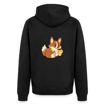 Corgi buvant du café - Veste à capuche bio Premium Unisexe - noir - Dos - Nico (187cm)
